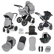 ICKLE BUBBA Stomp Luxe Premium i-Size Travel System - Pearl Grey/Silver/Black